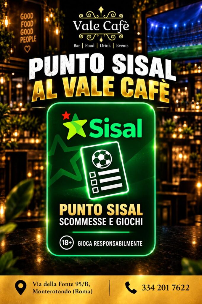 Punto Sisal al Vale Cafè: scommesse e giochi, 18+